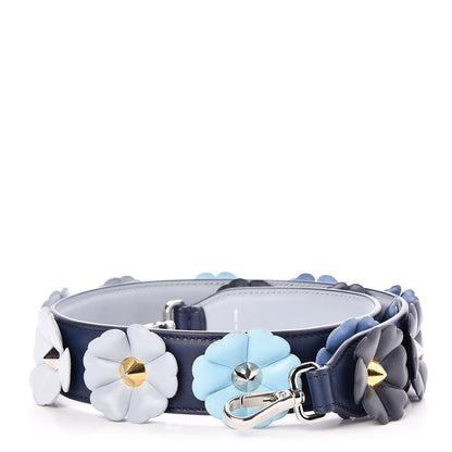Fendi Vitello Dolce Flowerland Bi-Color Studded Strap You Blueberry Azzurro Polvere Multicolor 1 of 5