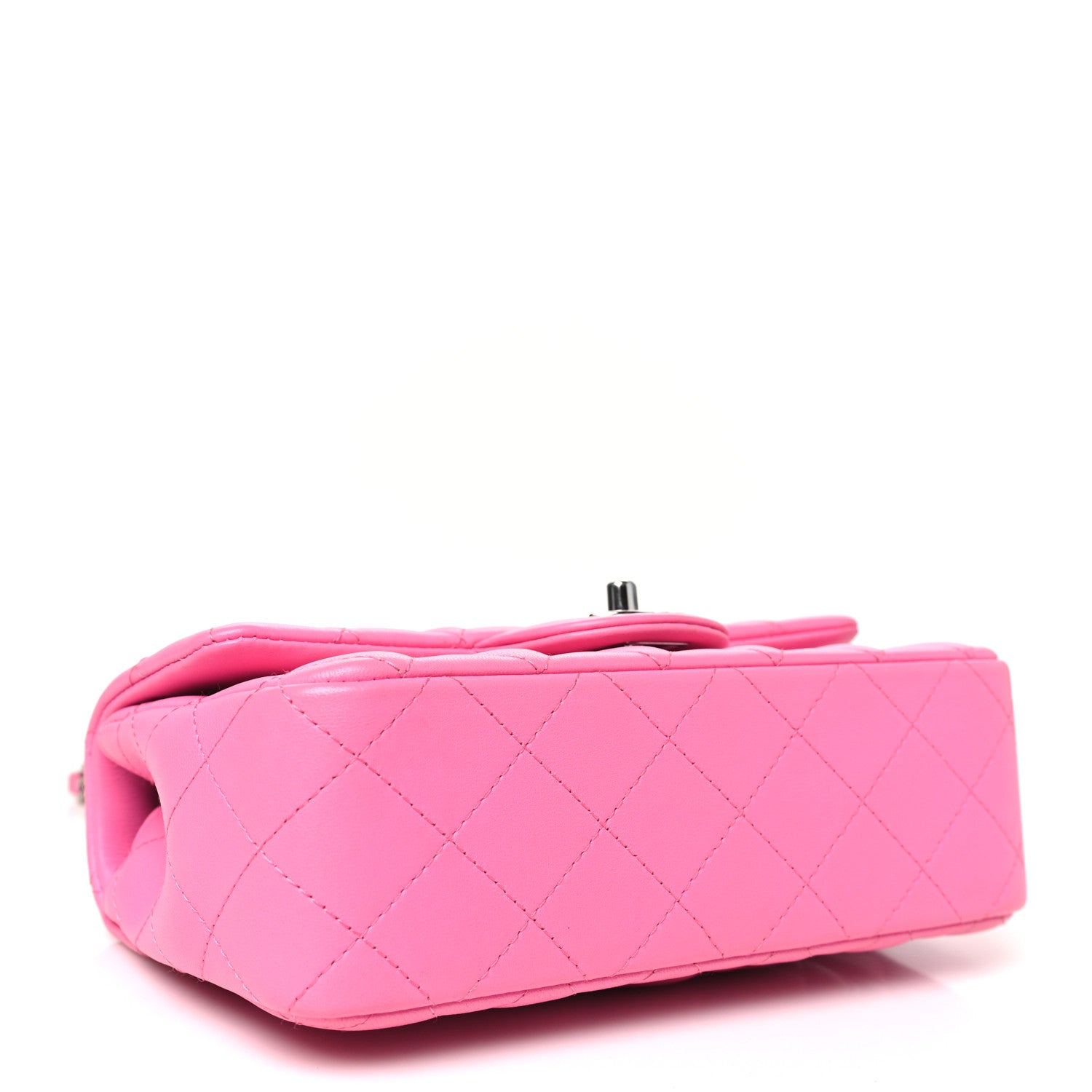 Chanel Lambskin Quilted Mini Rectangular Flap Neon Pink 4 of 11