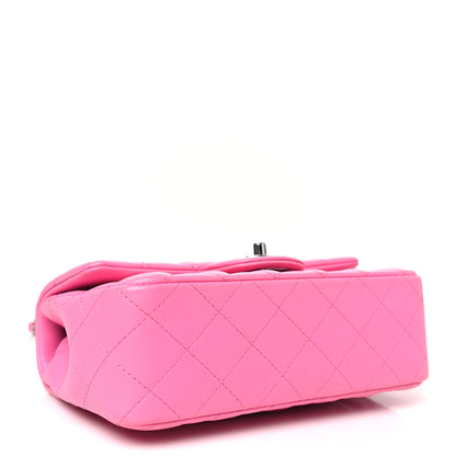 Chanel Lambskin Quilted Mini Rectangular Flap Neon Pink 4 of 11