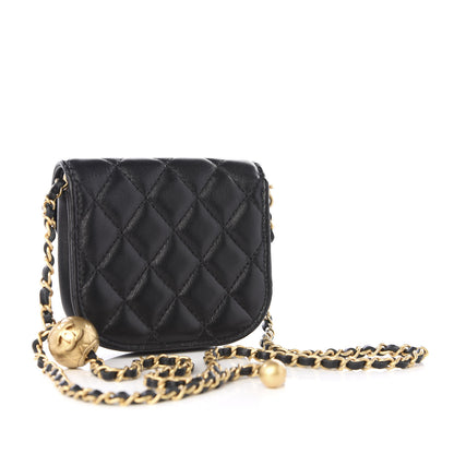 Chanel Lambskin Quilted Pearl Crush Waist Bag Black 2 of 10