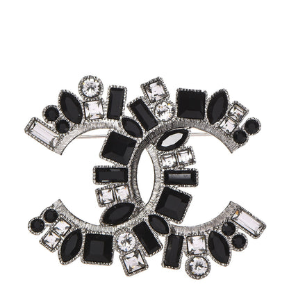 Chanel Baguette Crystal CC Brooch Black Silver 1 of 4