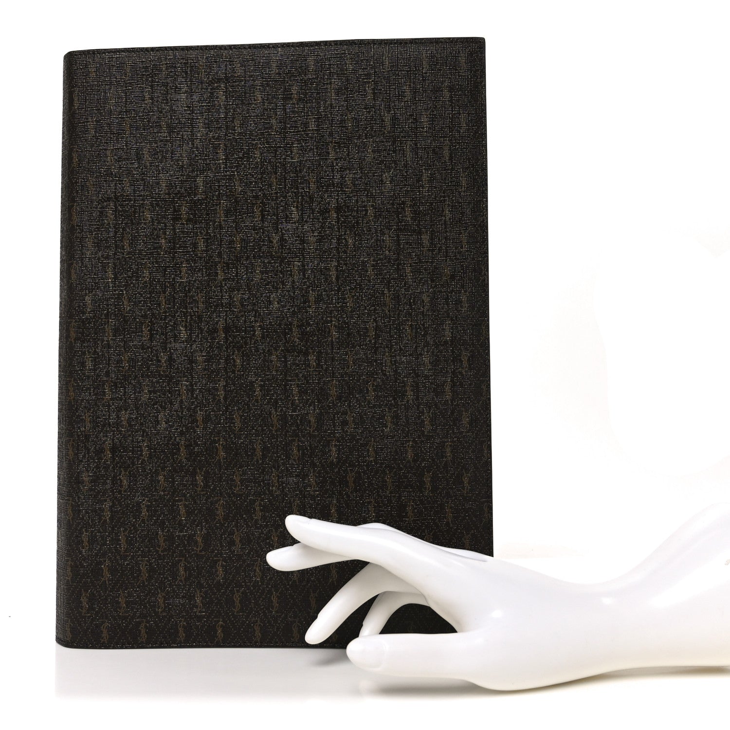 Saint Laurent Classic Toile Monogram A6 Agenda Sleeve Chocolate Kaki 2 of 6