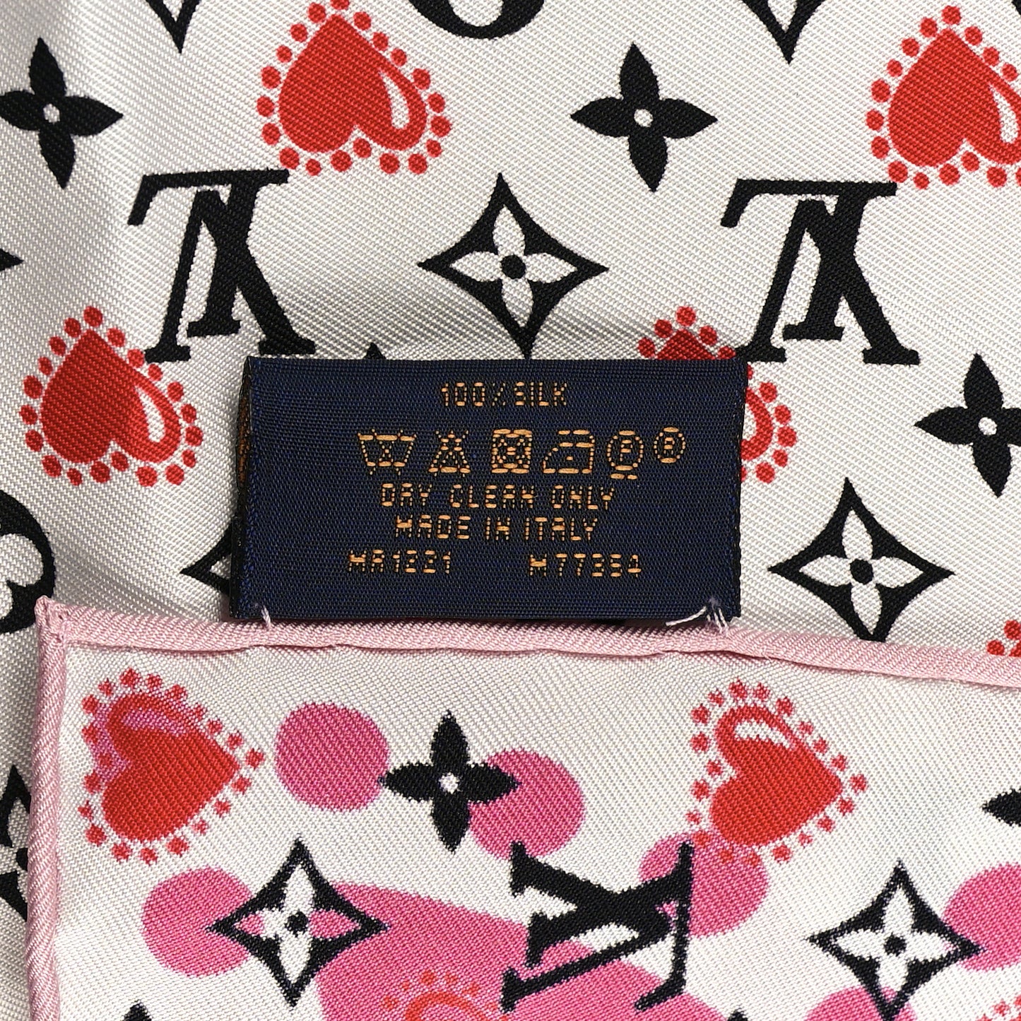 Silk I LV U Square 45 Scarf Pink White