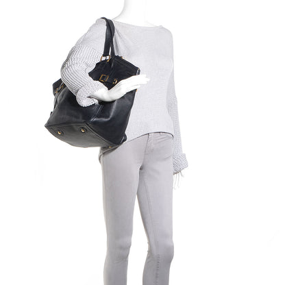 Saint Laurent Leather Medium Downtown Tote Midnight Blue 2 of 9
