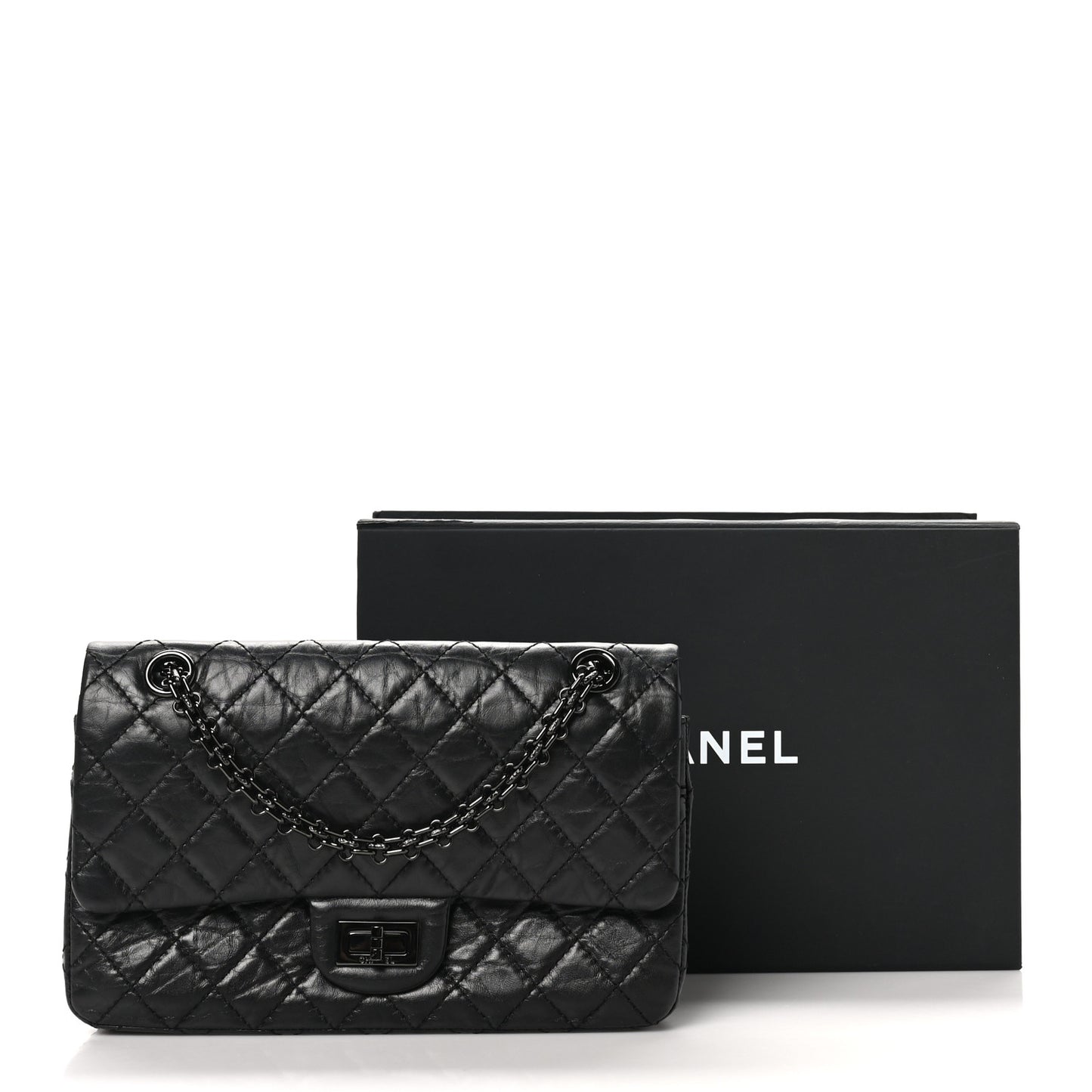 Aged Calfskin Quilted 2.55 Reissue 225 Flap So Black