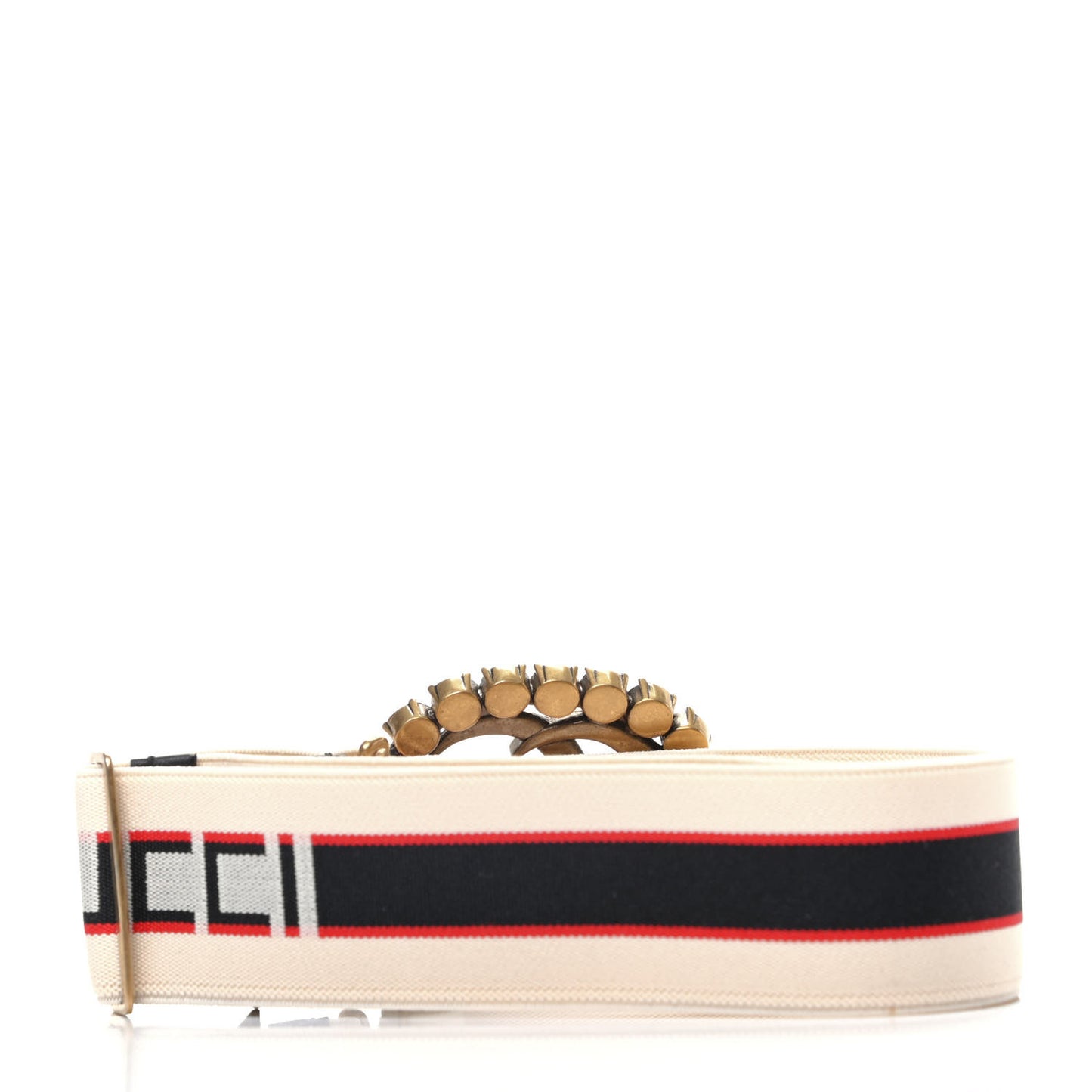 Jacquard Crystal Stripe Double G Belt 75 30 White