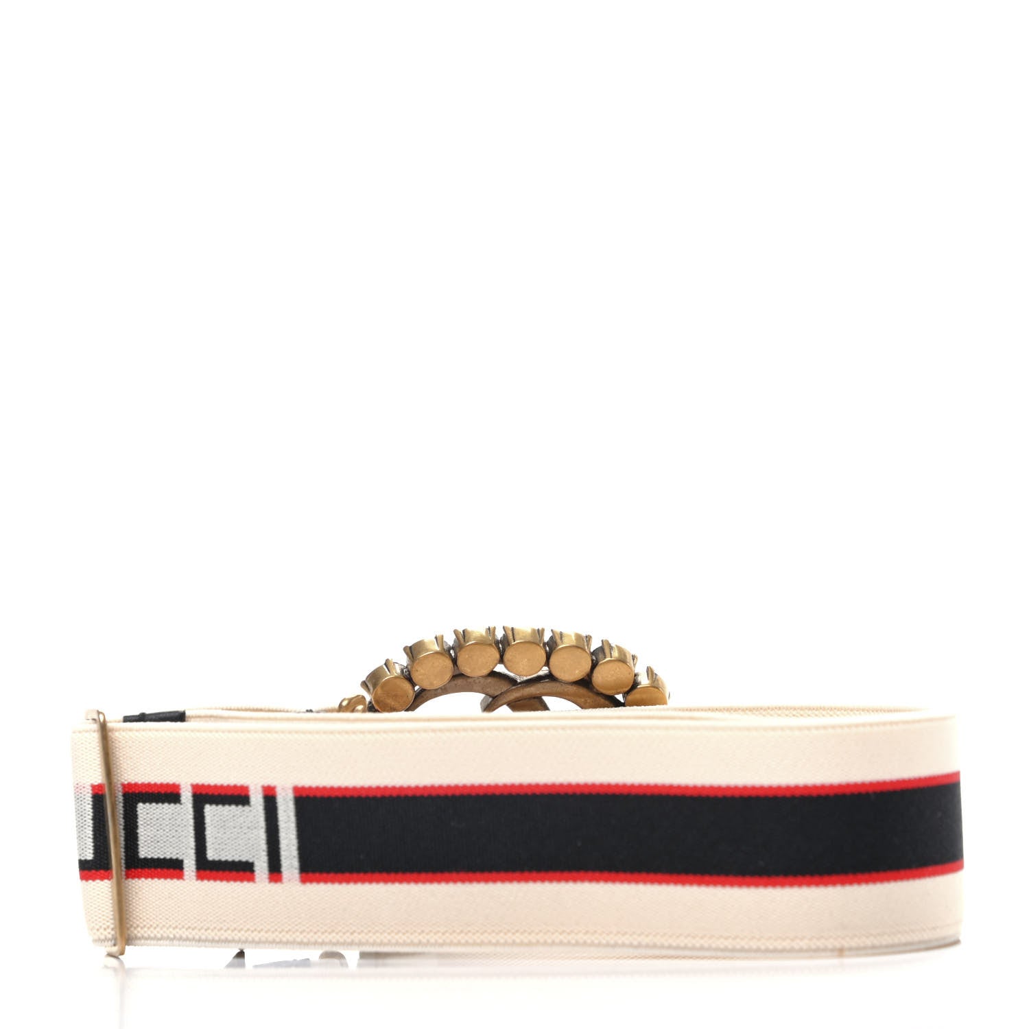 Gucci Jacquard Crystal Stripe Double G Belt 75 30 White 2 of 3