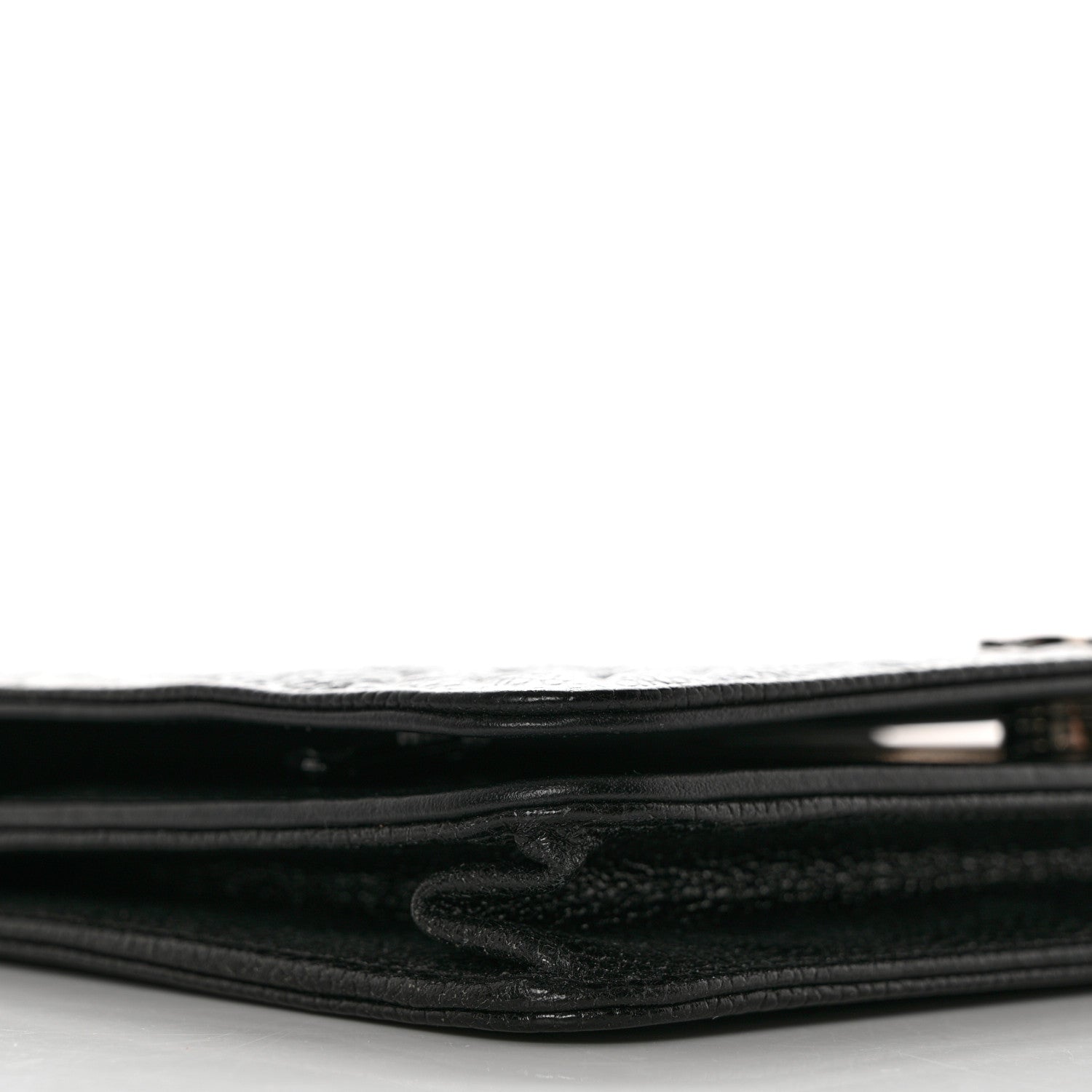 Chanel Caviar Camellia Embossed Wallet On Chain WOC Black 11 of 12