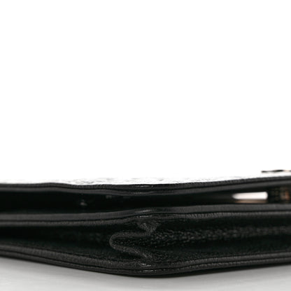 Chanel Caviar Camellia Embossed Wallet On Chain WOC Black 11 of 12