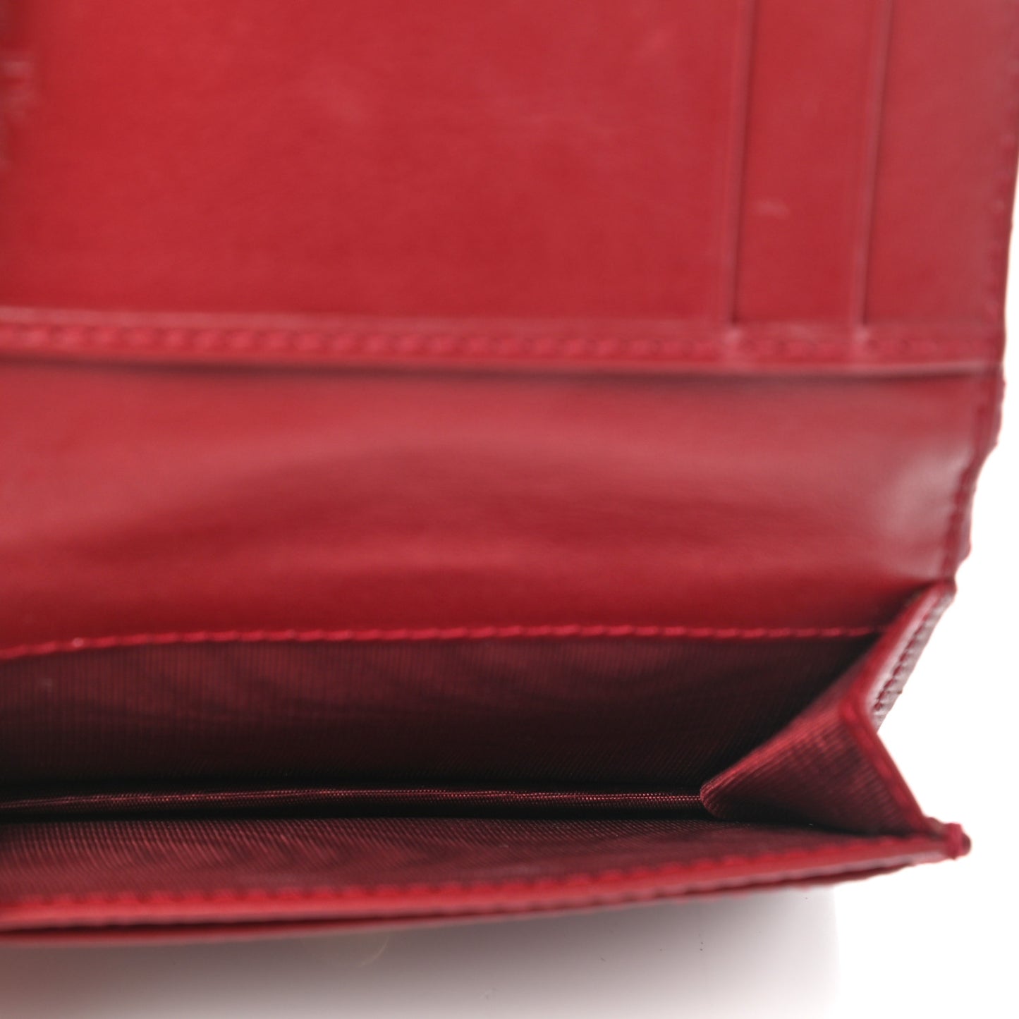 Patent Cannage Small Lady Dior Flap Card Holder Scarlet