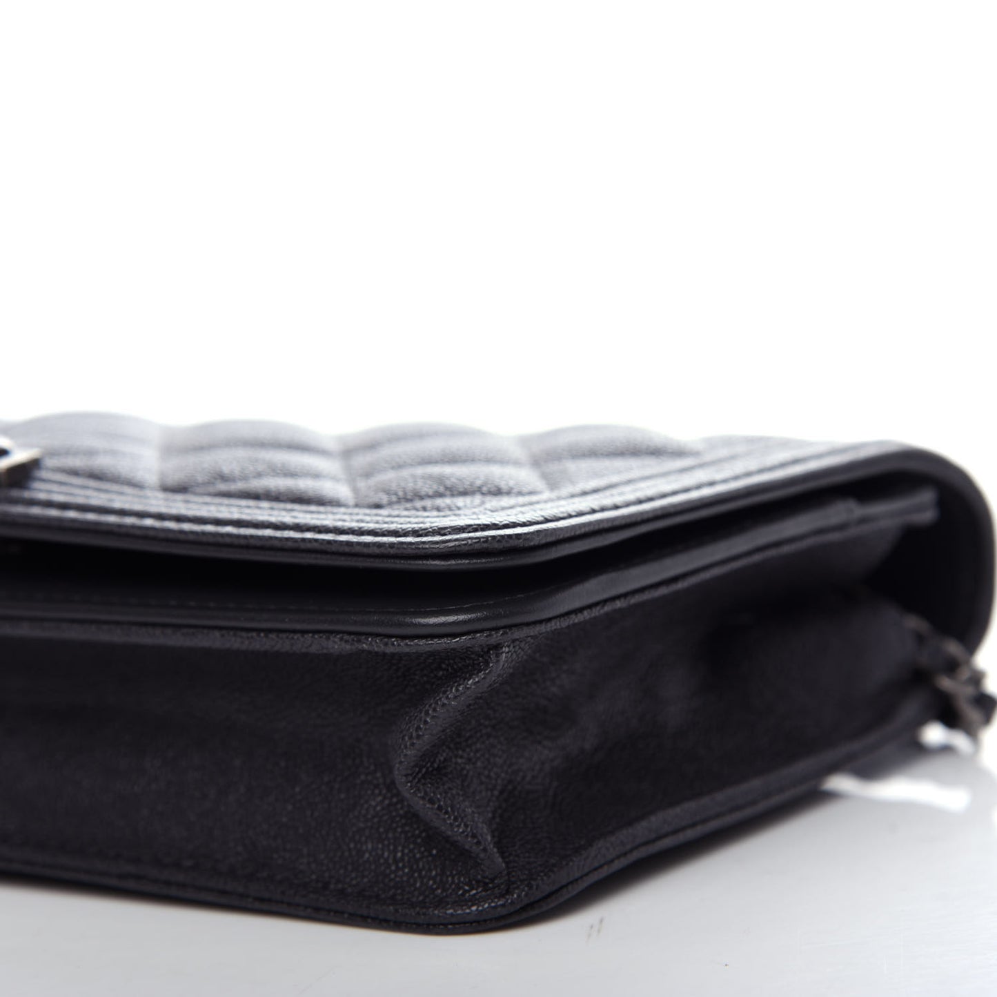 Caviar Quilted Boy Wallet On Chain WOC Charcoal