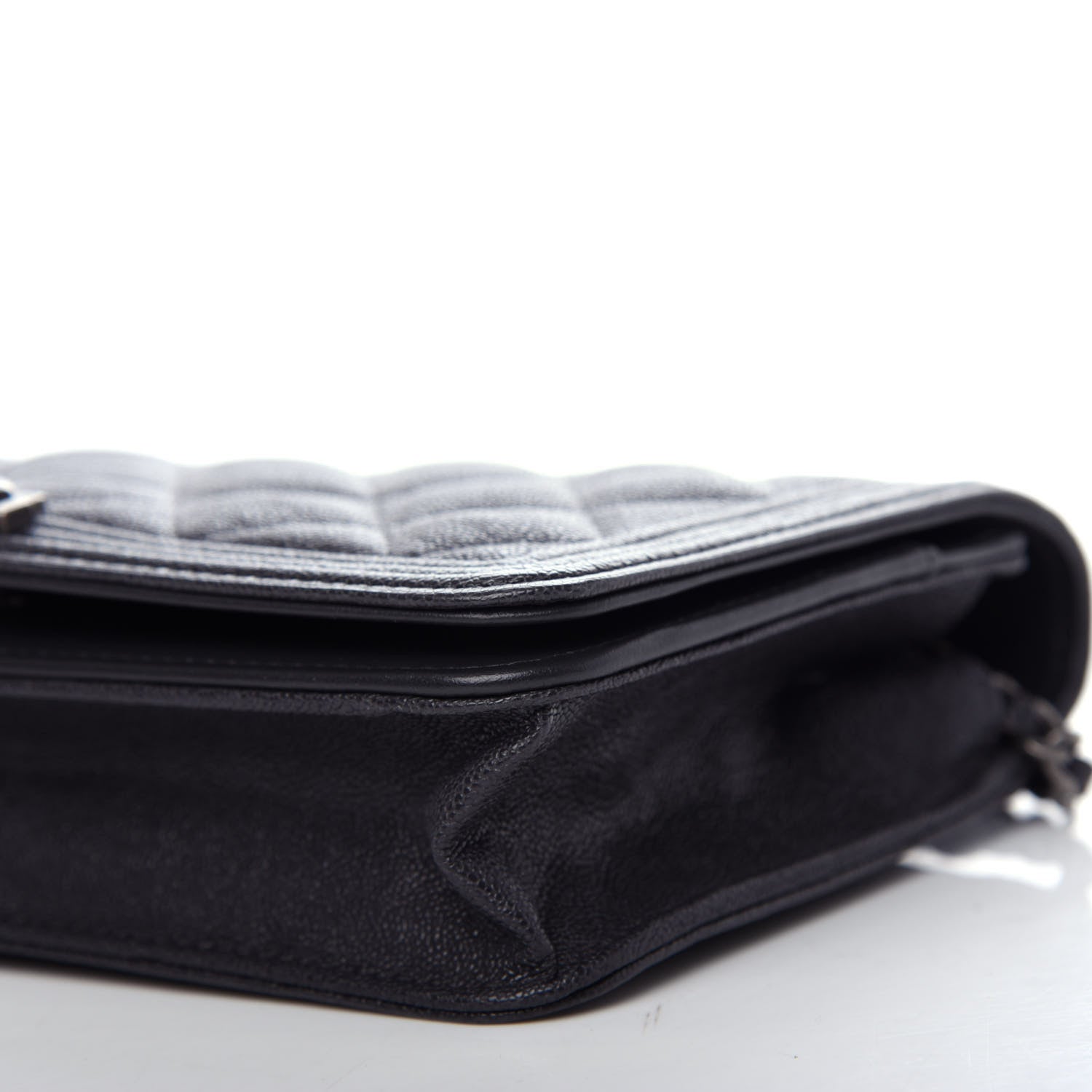 Chanel Caviar Quilted Boy Wallet On Chain WOC Charcoal 9 of 11