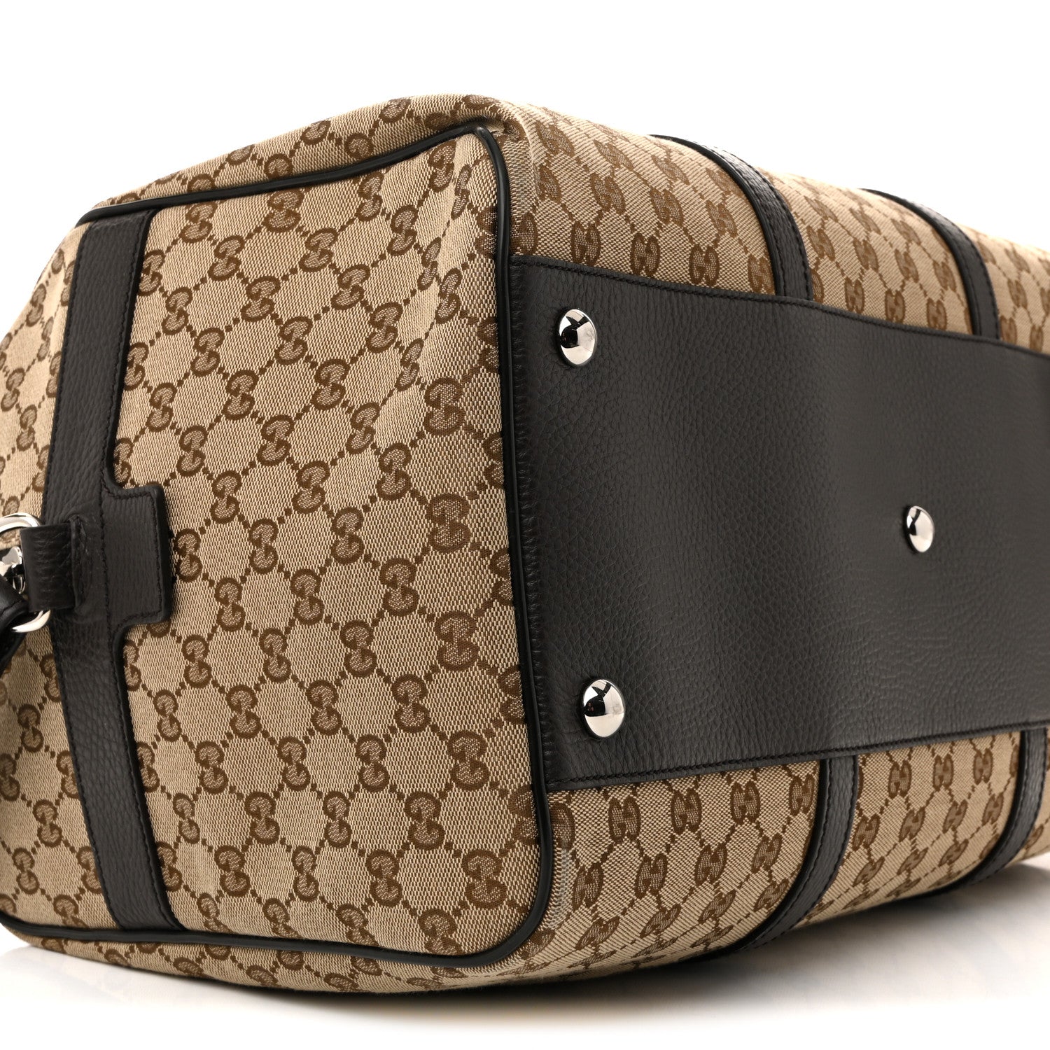 Gucci Monogram Dollar Calfskin Boston Duffle Bag Beige Ebony Testa di Moro Marrone Scuro 8 of 11