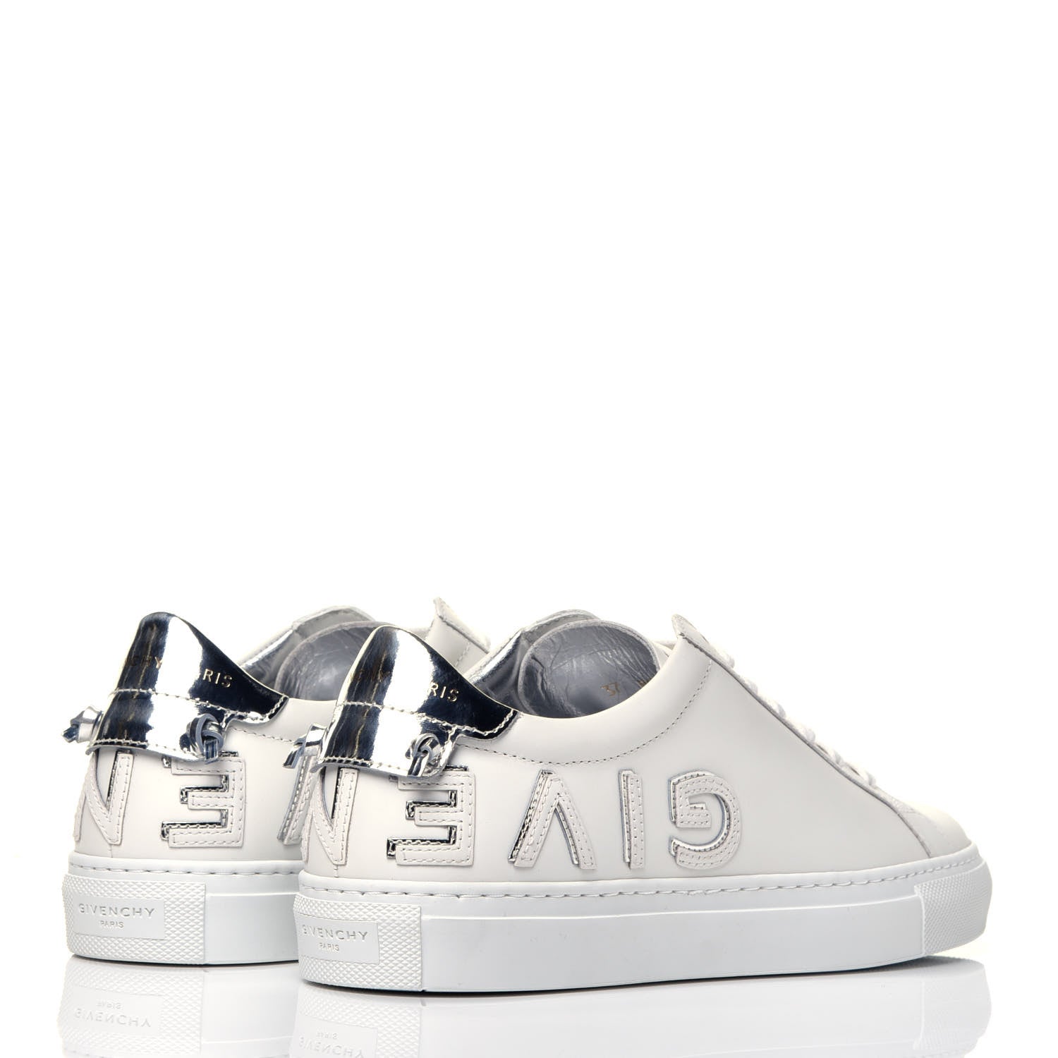 Givenchy Calfskin Reverse Logo Womens Urban Street Sneakers 37 White Silver 4 of 10