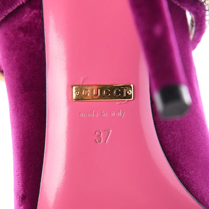 Gucci Velvet Crystal Embellished Sylvie High Heel Pumps 37 Fucsia Violet Cyclamen 6 of 8