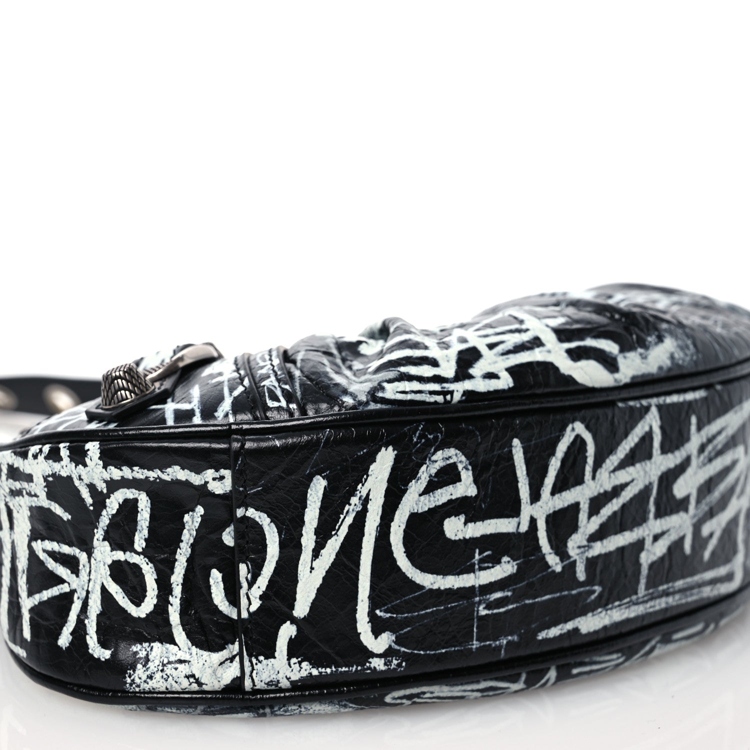 Balenciaga Agneau Arena Graffiti Le Cagole Shoulder Bag XS White Black 9 of 10