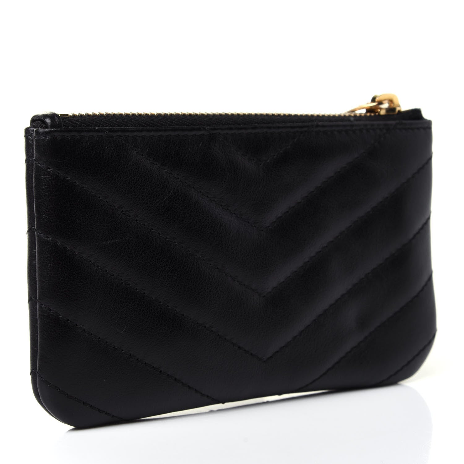 Saint Laurent Calfskin Matelasse Monogram Key Pouch Black 2 of 4