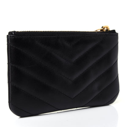 Saint Laurent Calfskin Matelasse Monogram Key Pouch Black 2 of 4