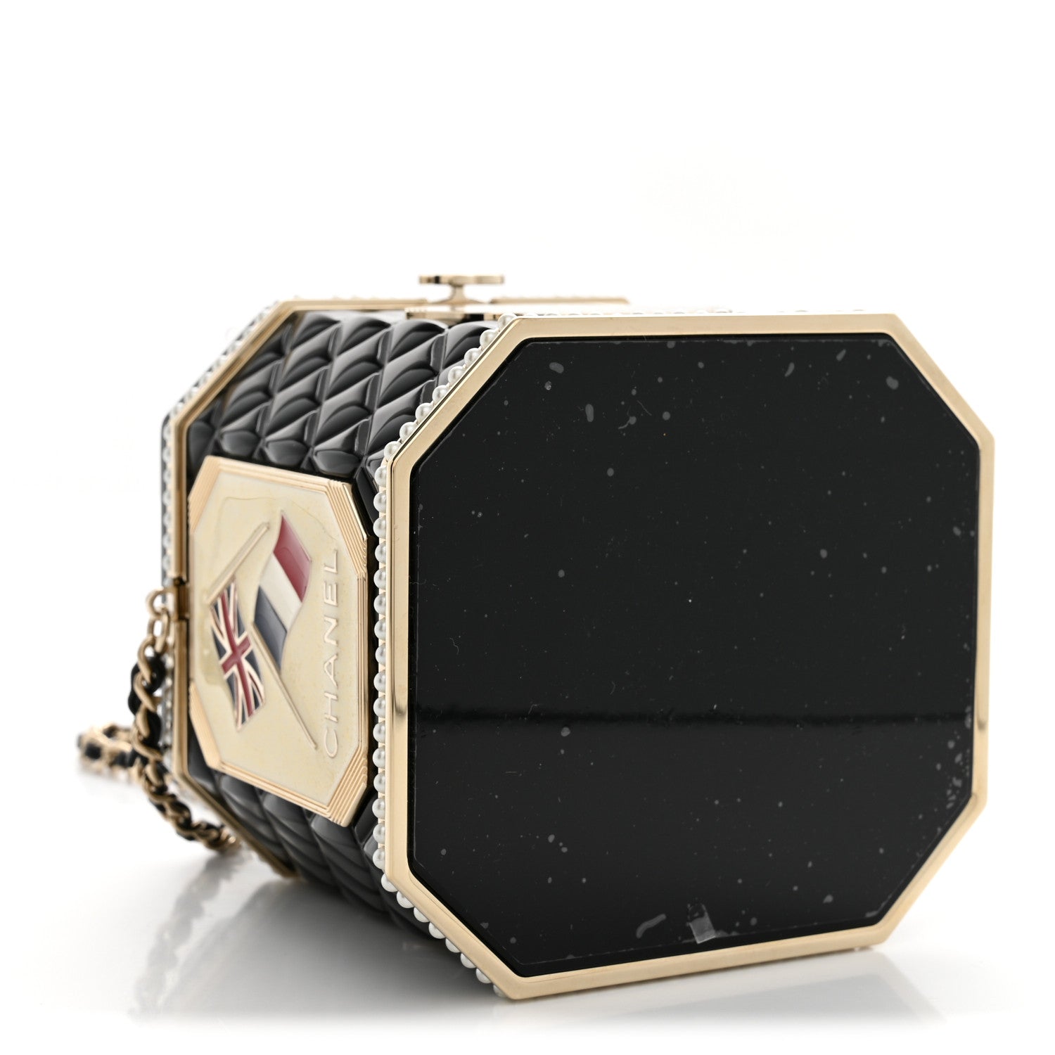 Chanel Resin Pearl Enamel Tea Box Minaudiere Black Gold 4 of 12