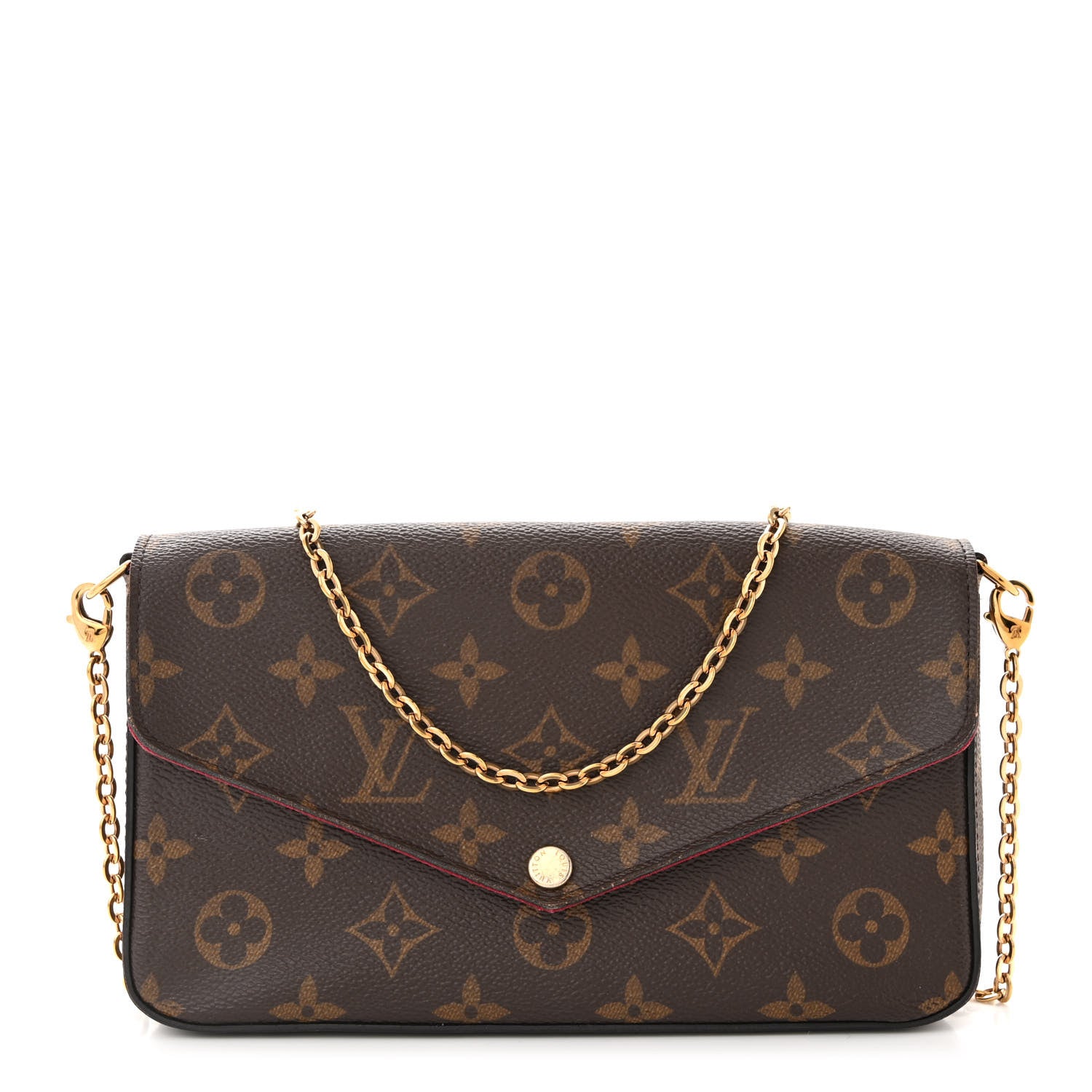 Louis Vuitton Monogram Pochette Felicie Chain Wallet Fuchsia 1 of 11