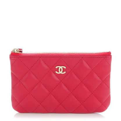 Chanel Lambskin Quilted Small Cosmetic Case Dark Pink 1 of 7