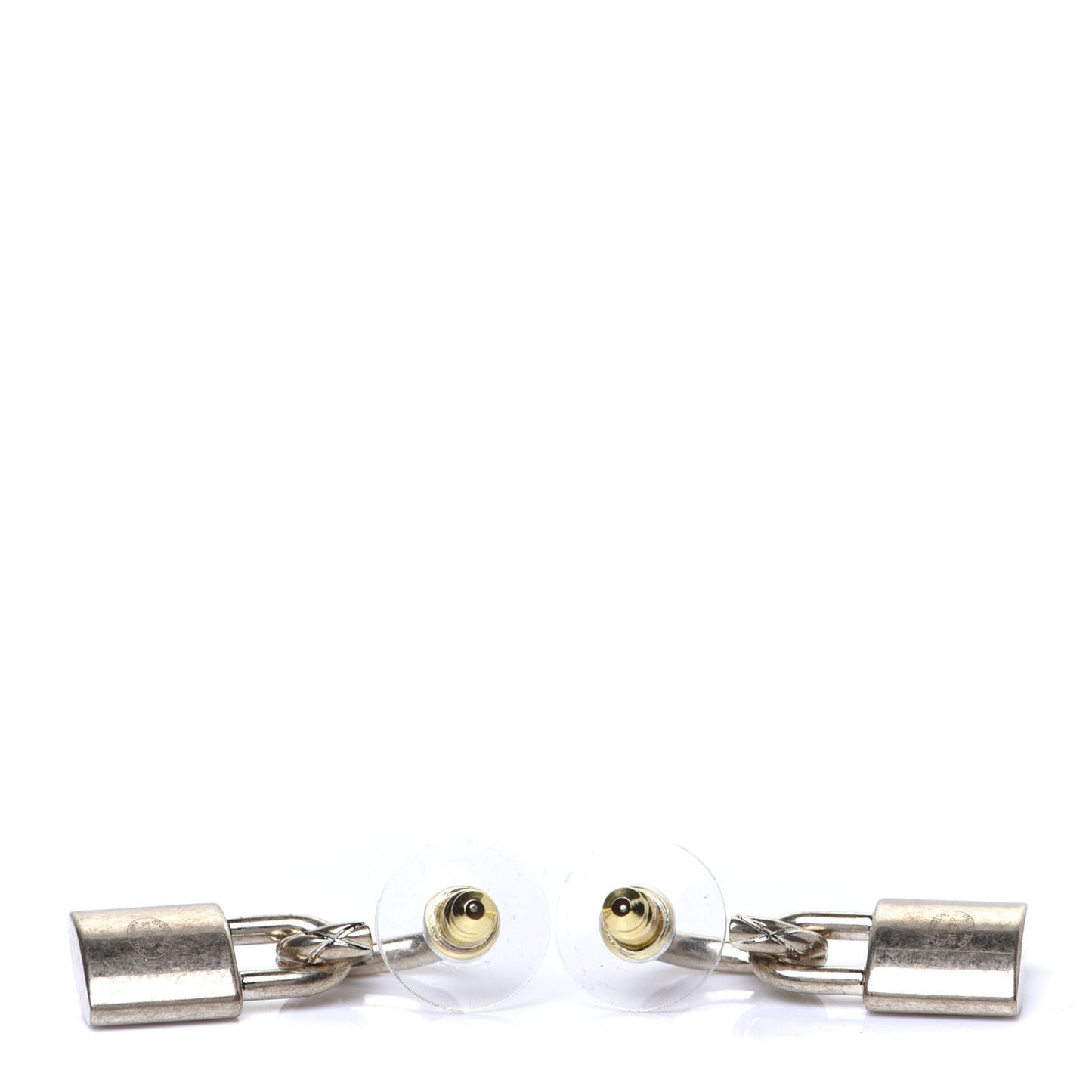 Metal Lock Drop Earrings Light Gold