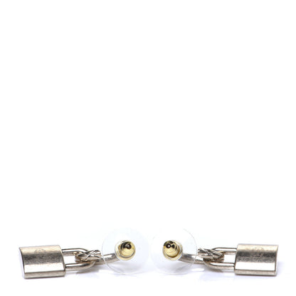 Chanel Metal Lock Drop Earrings Light Gold 3 of 6