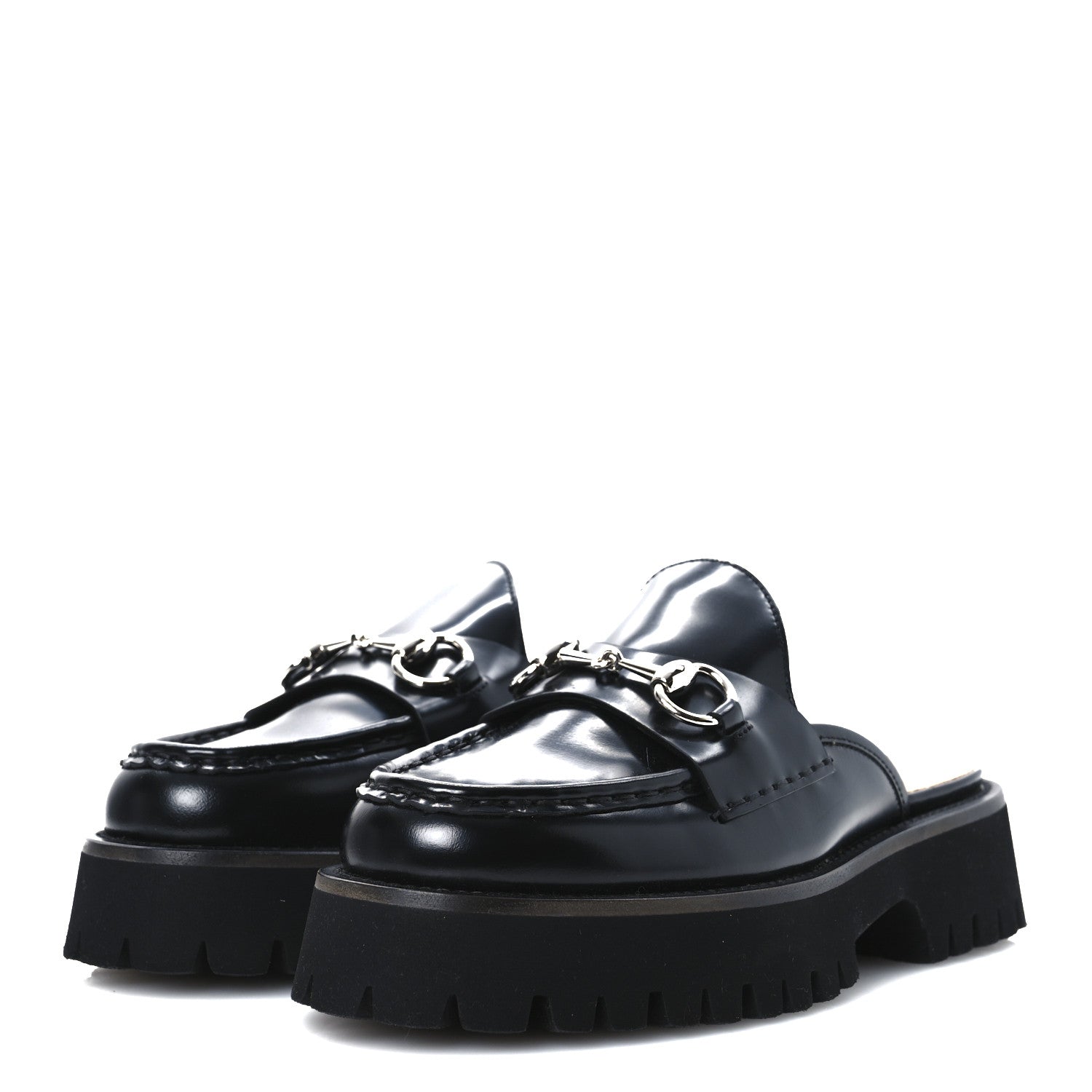 Gucci Magnum Calfskin Womens Horsebit Platform Mules 36 Black 4 of 11