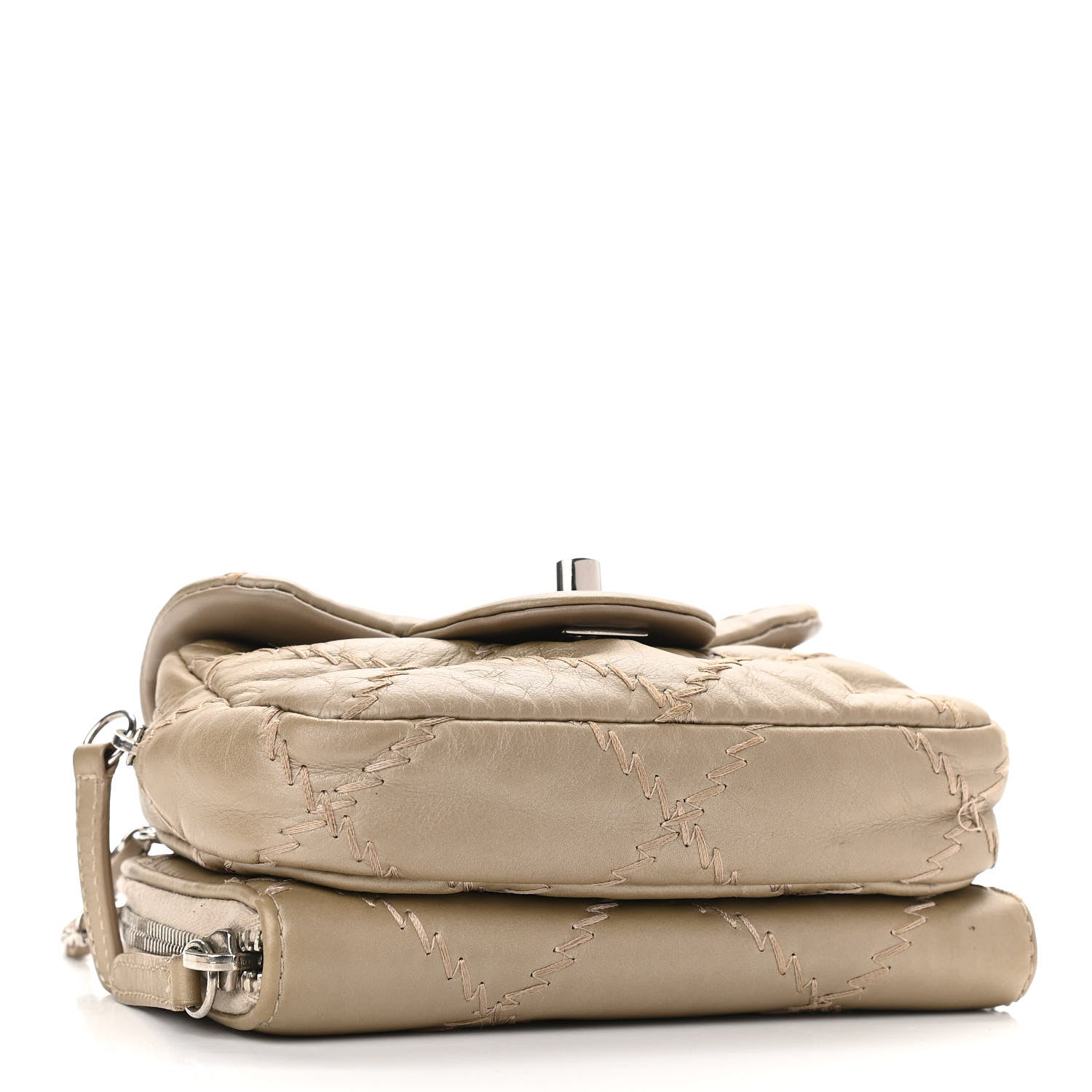 Chanel Metallic Lambskin Stitched New Mini Flap Beige 4 of 13