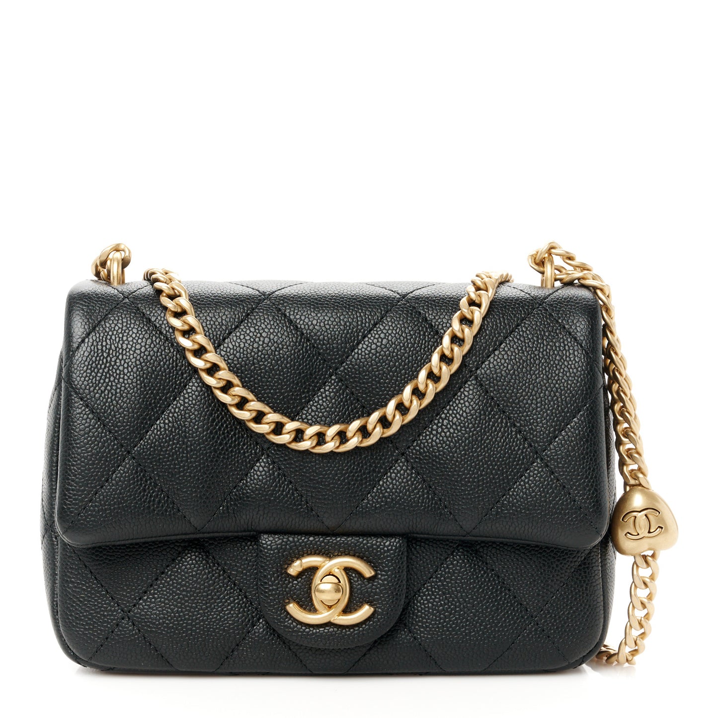 Caviar Quilted Mini Sweetheart Flap Black