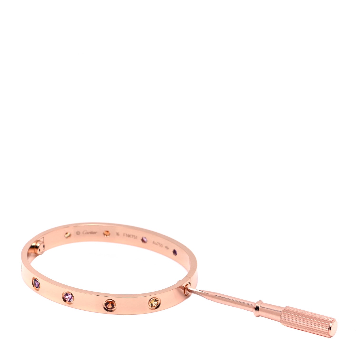 Cartier 18K Pink Gold Sapphire Garnet Amethyst LOVE Bracelet 16 5 of 6