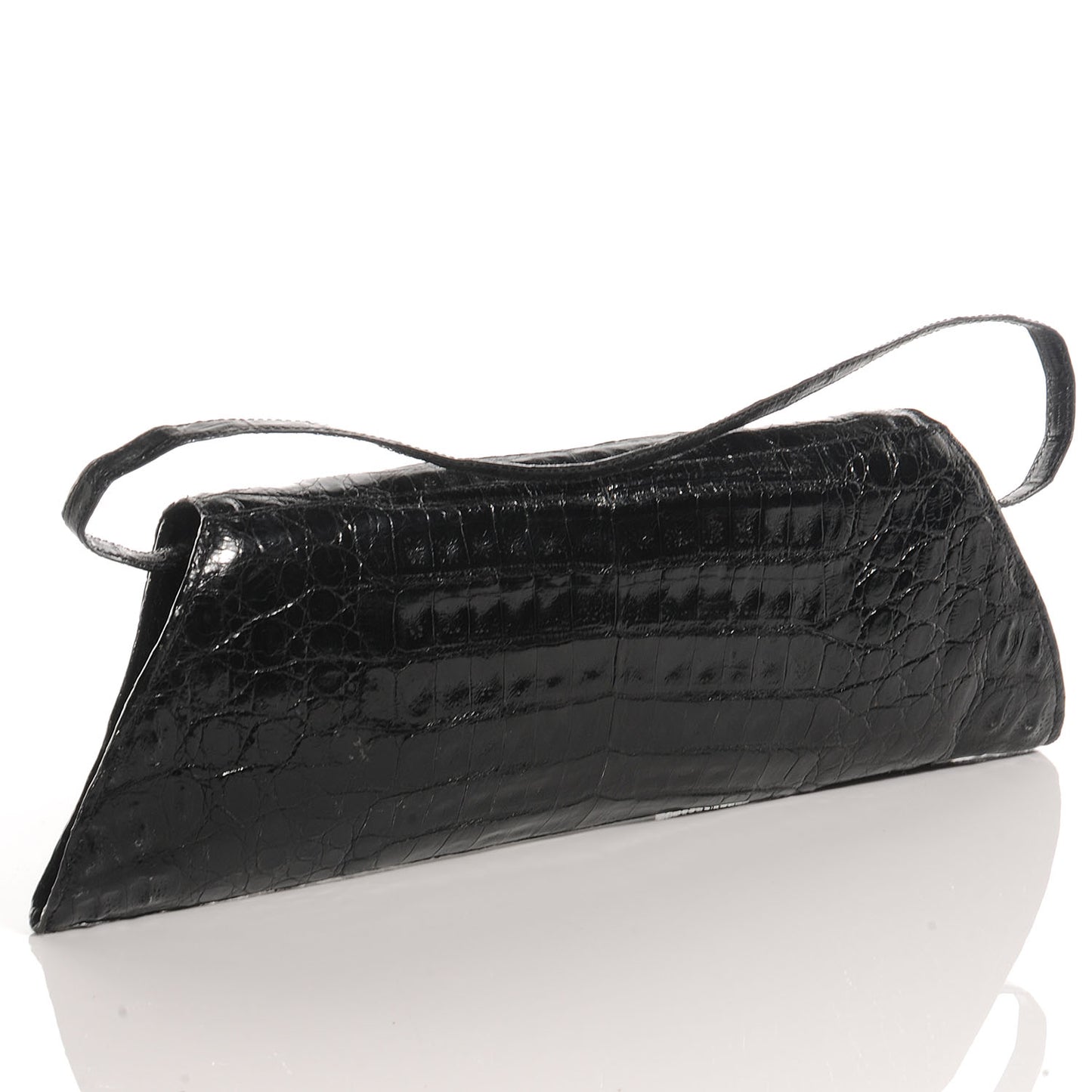 Crocodile Long Clutch Black