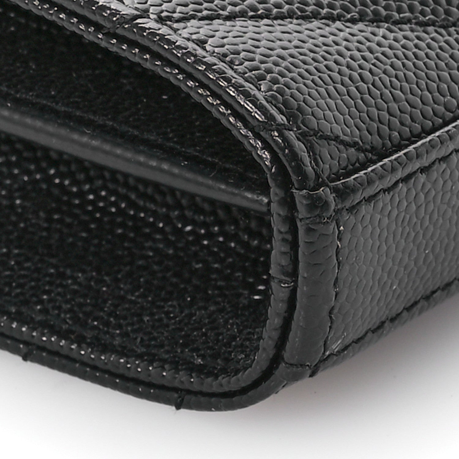 Saint Laurent Grain De Poudre Matelasse Chevron Monogram Chain Wallet Black 9 of 11