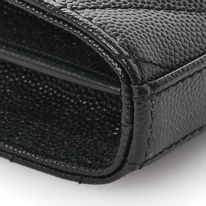 Saint Laurent Grain De Poudre Matelasse Chevron Monogram Chain Wallet Black 9 of 11