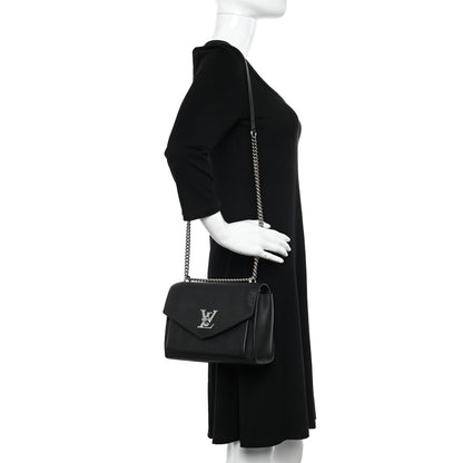 Louis Vuitton Soft Calfskin Mylockme Chain Bag BB Black 2 of 17