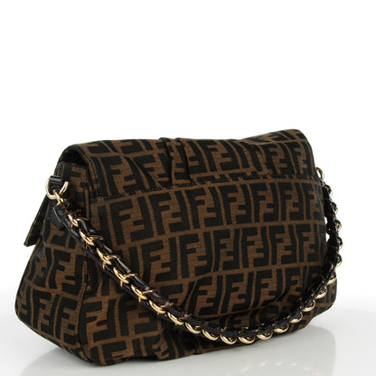 Fendi Zucca Patent Mia Shoulder Flap Tobacco 3 of 8