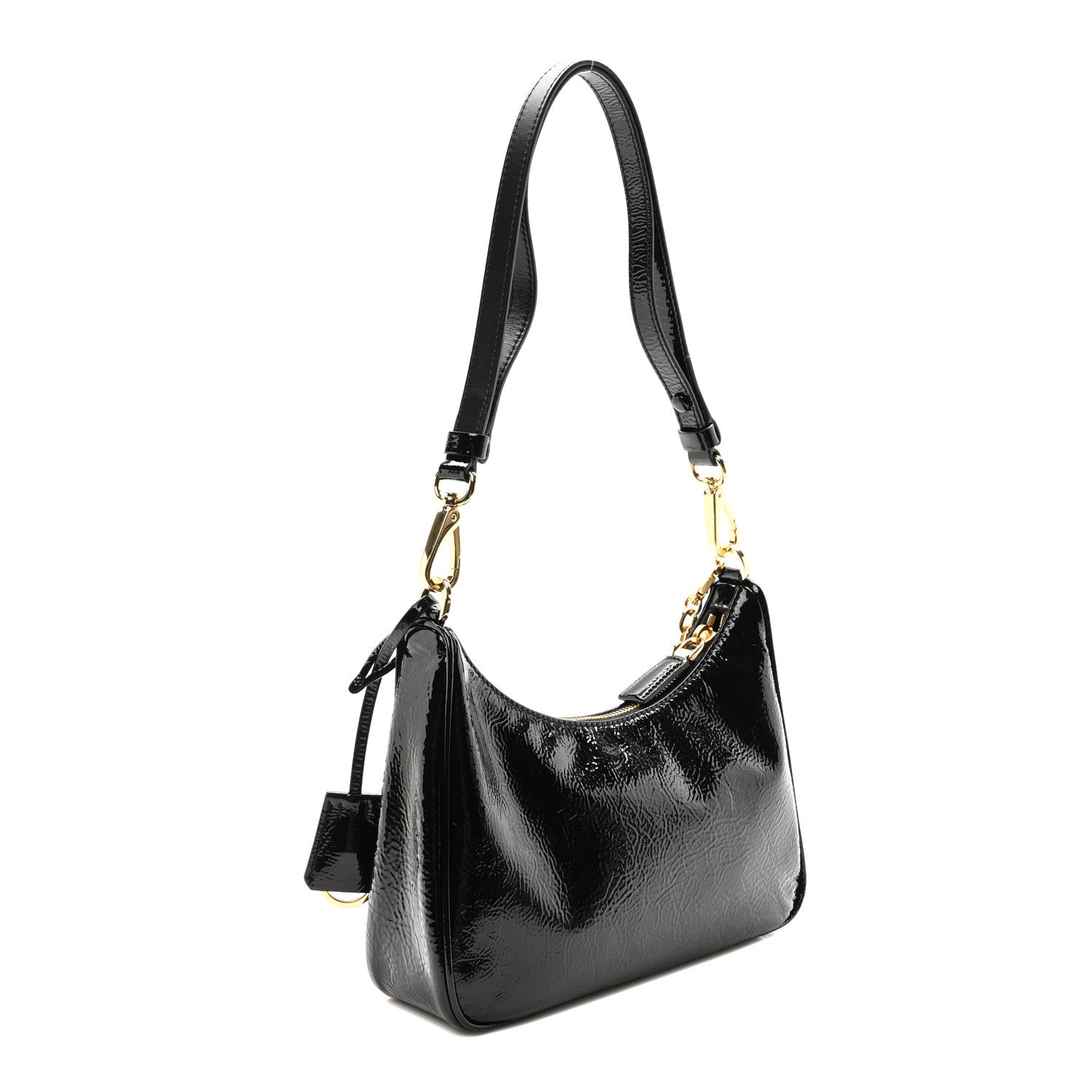 Prada Patent Naplak Re-Edition Mini Shoulder Bag Black 3 of 10