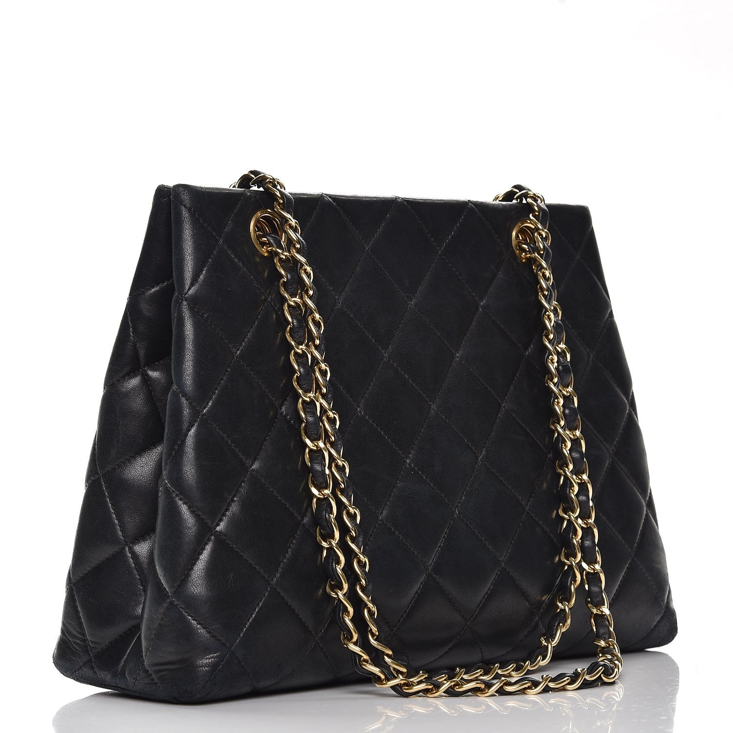 Chanel Lambskin Quilted Shopping Tote Black 3 of 11