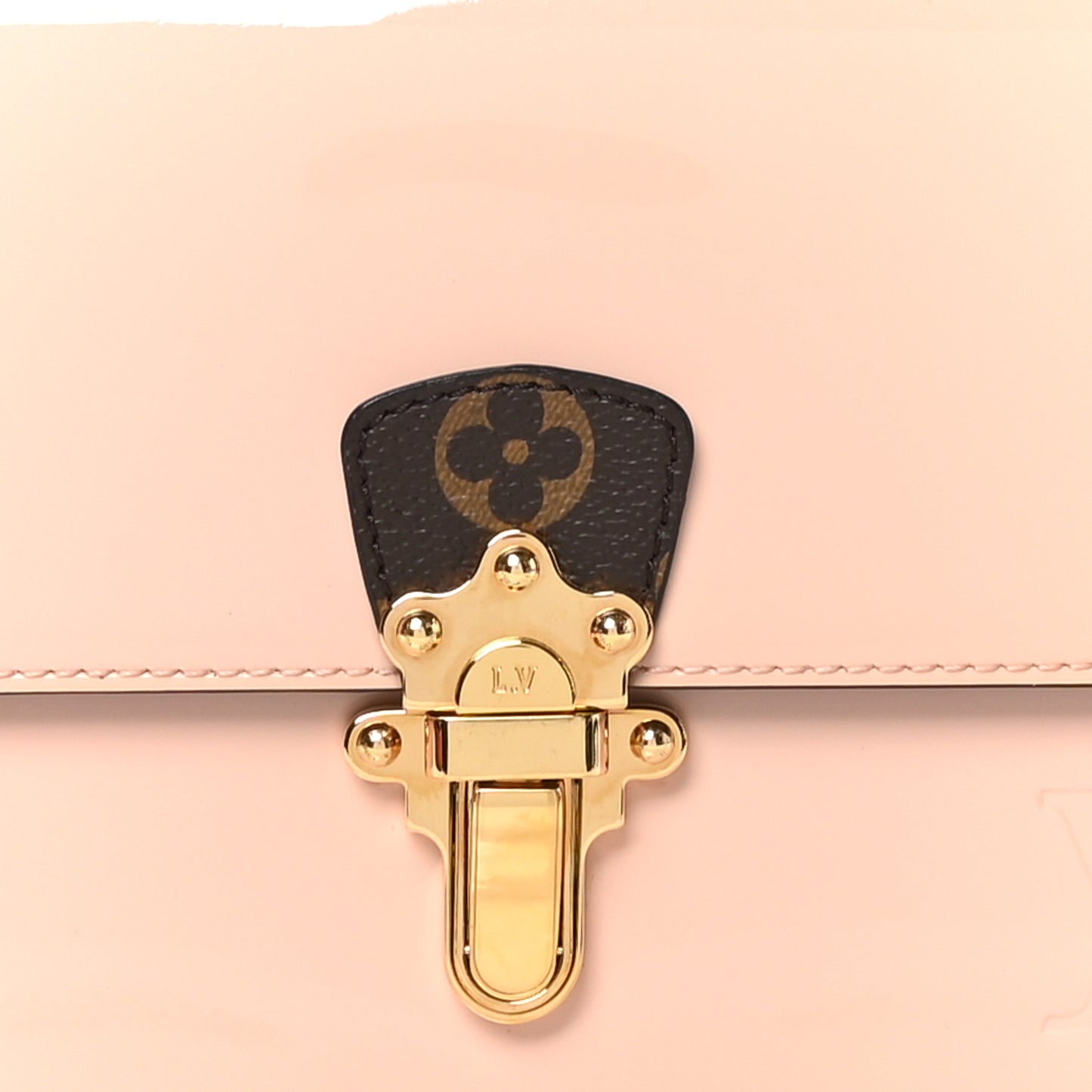 Patent Calfskin Monogram Cherrywood BB Rose Ballerine