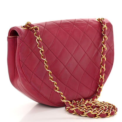 Chanel Lambskin Quilted Small Half Moon Flap Dark Pink 3 of 11