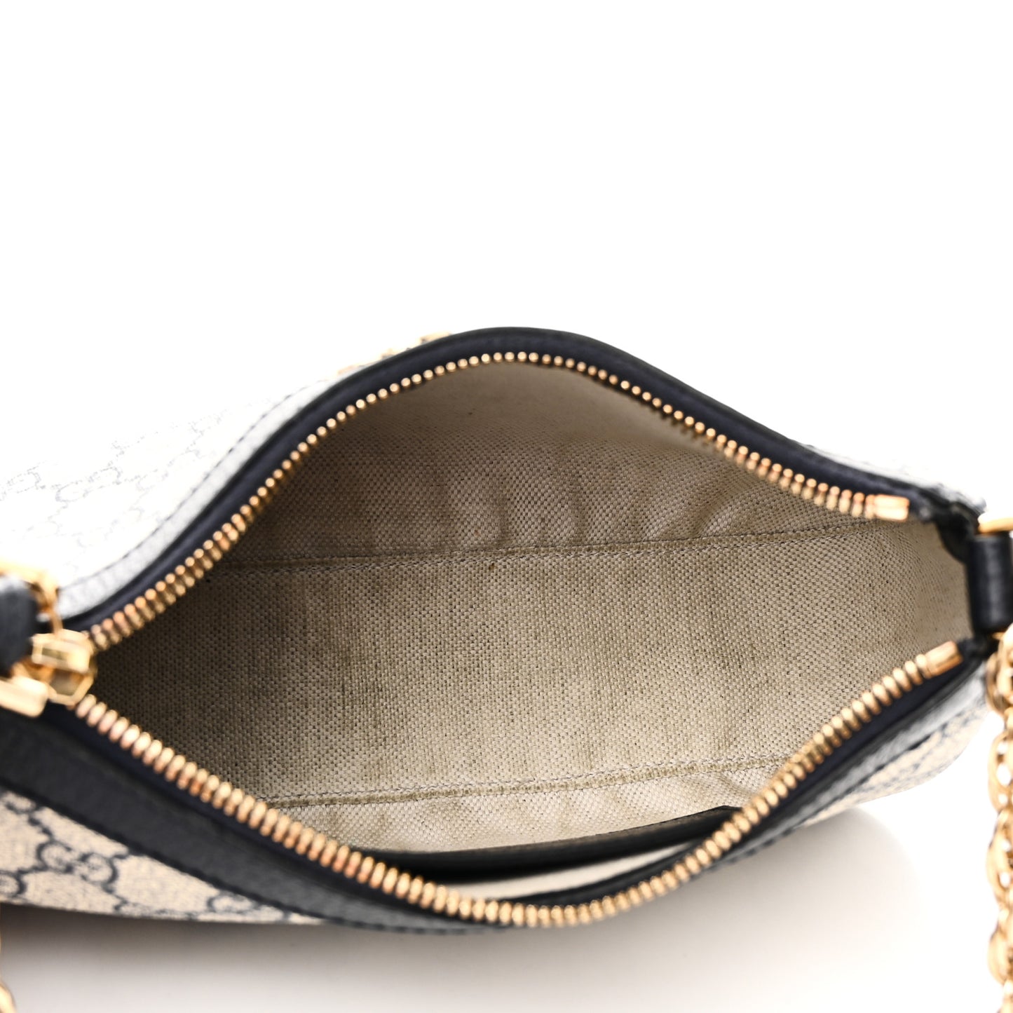 GG Supreme Monogram Textured Dollar Calfskin Web Small Ophidia GG Handbag Beige Blue