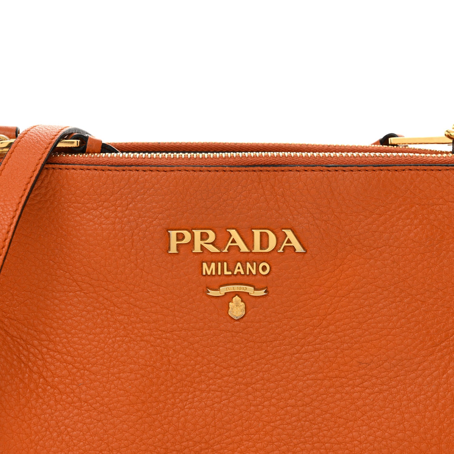 Prada Vitello Phenix Double Zip Crossbody Bag Papaya 1674966