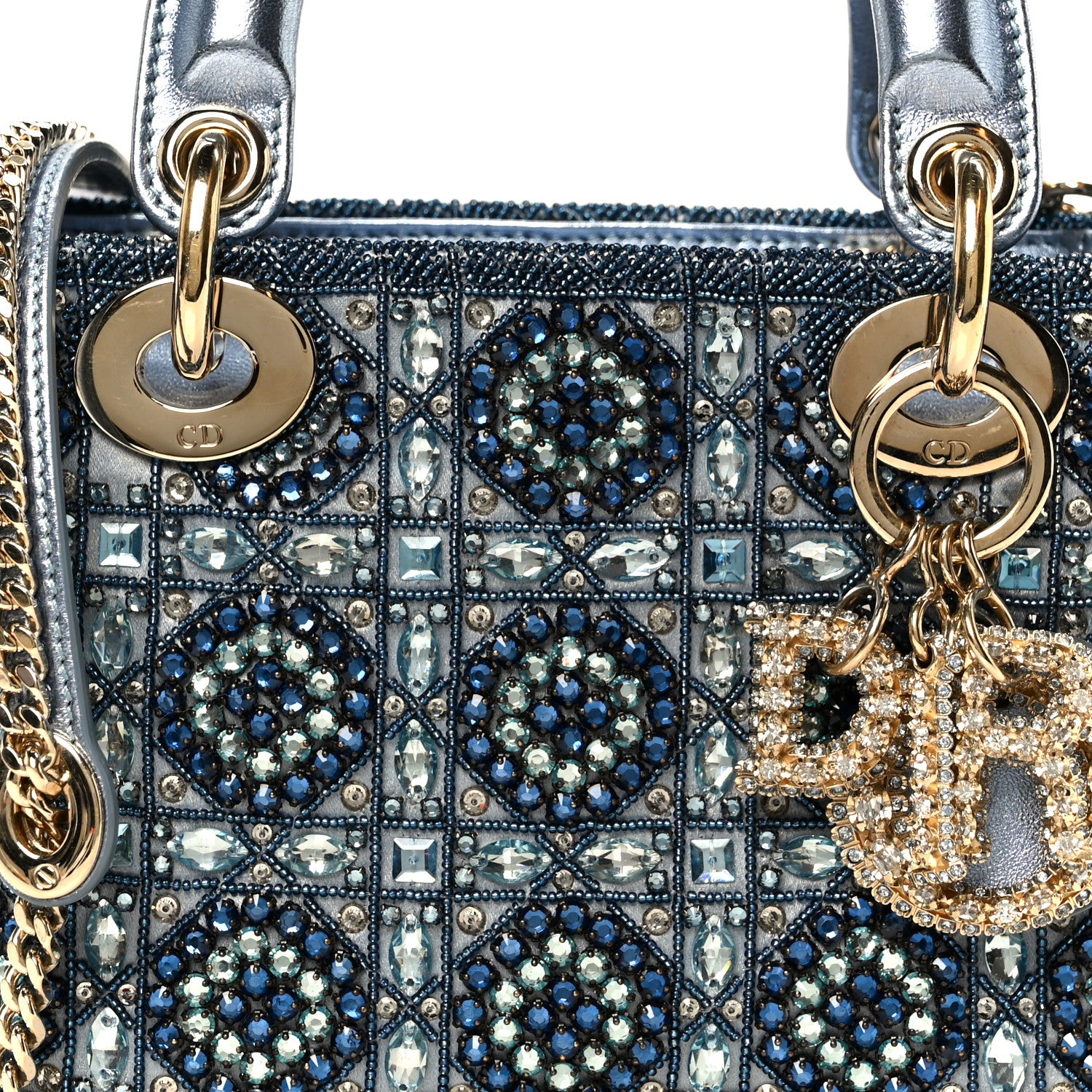 Christian Dior Metallic Calfskin Satin Celestial Bead Embroidery