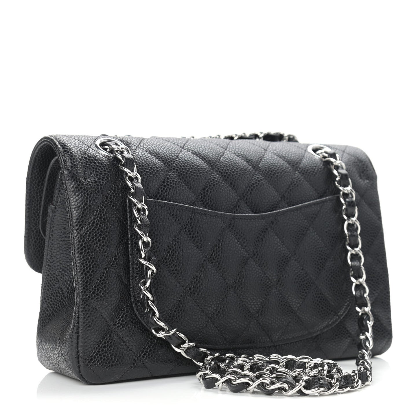 Caviar Quilted Small Double Flap Black