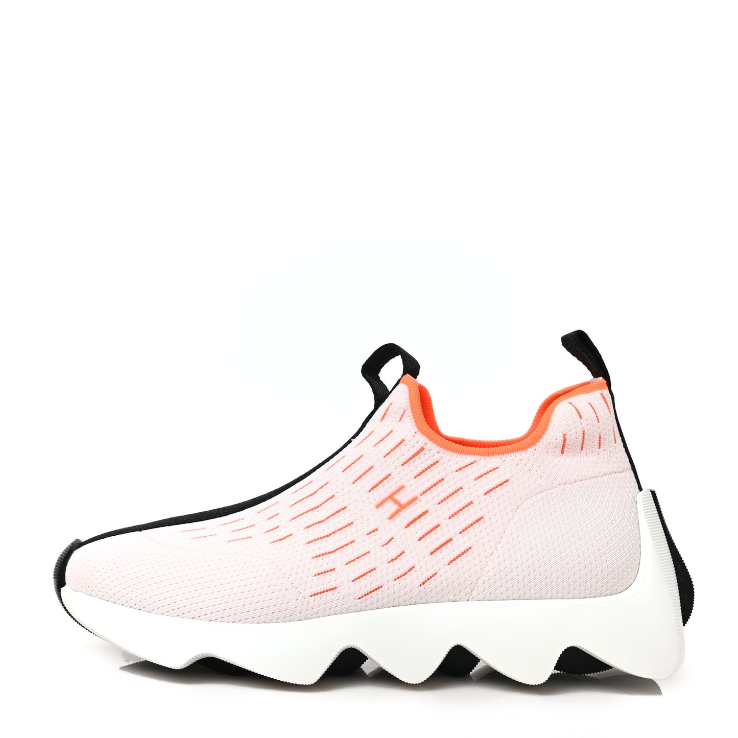 Technical Canvas Goatskin Womens Eclair Sneakers 36.5 White Orange