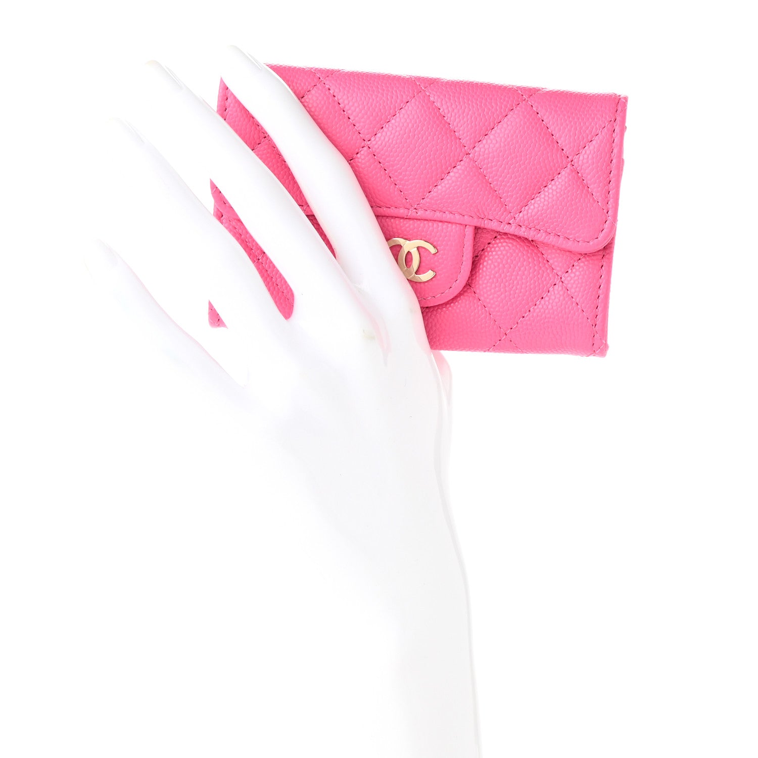 Chanel Caviar Quilted Flap Card Holder Wallet Pink 2 of 9