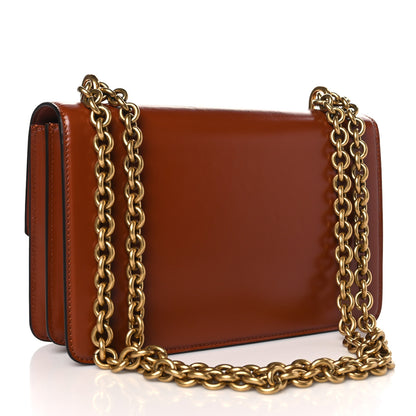 Valentino Garavani Vitello Vlogo Cutout Chain Shoulder Bag Saddle Brown 3 of 9