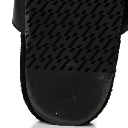 Hermes Calfskin Woolskin Womens Chypre Sandals 40 Black 10 of 11