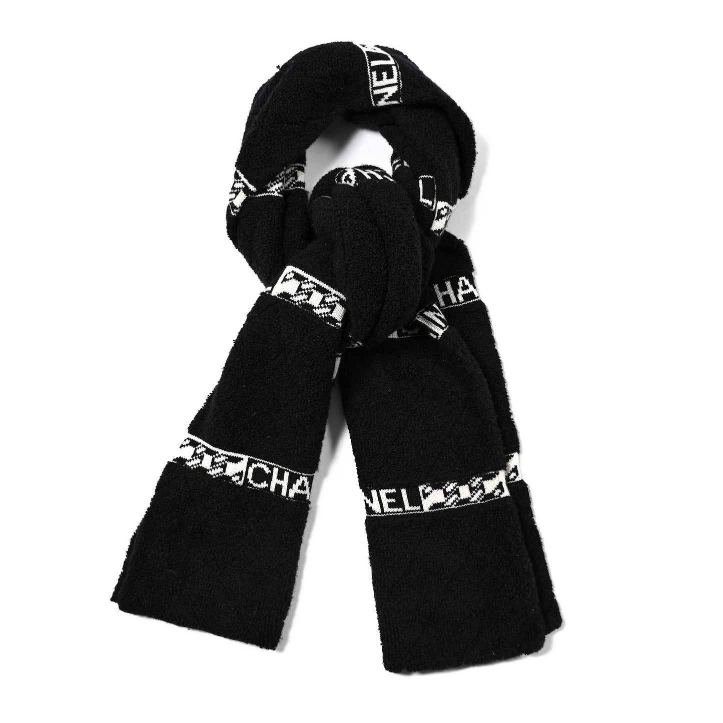 Cashmere Silk CC Logo Stole Grey White
