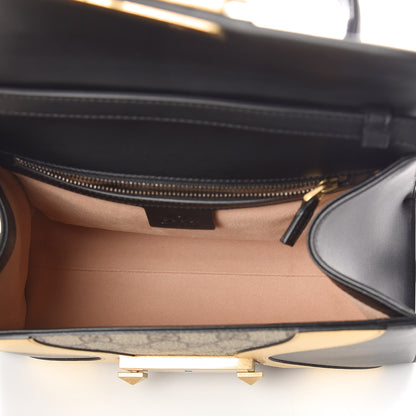 Gucci GG Supreme Monogram Small Osiride Top Handle Bag Black Gold 6 of 11